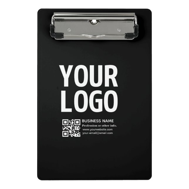 Your Logo w/Editable QR code & Text  Mini Clipboard (Front)