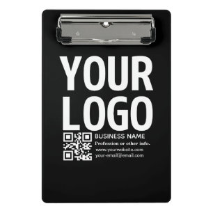 Your Logo w/Editable QR code & Text Mini Clipboard