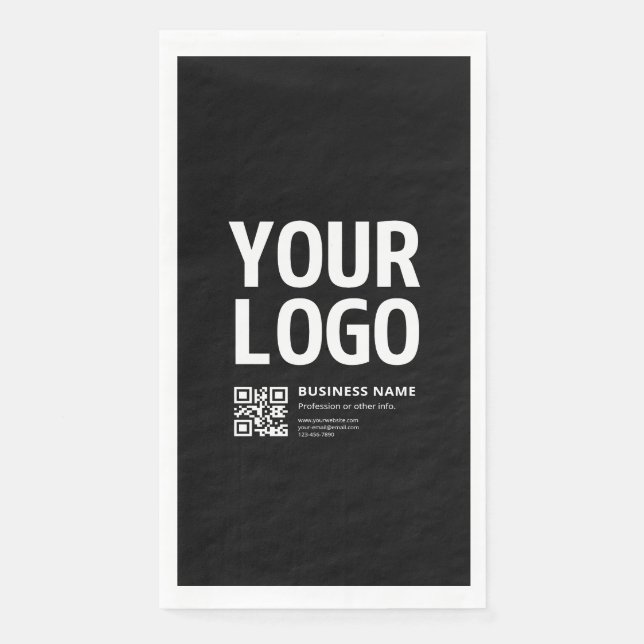 Your Logo w/Editable QR code & Text Napkin (Front)
