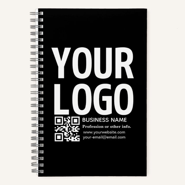 Your Logo w/Editable QR code & Text  Notebook (Front)