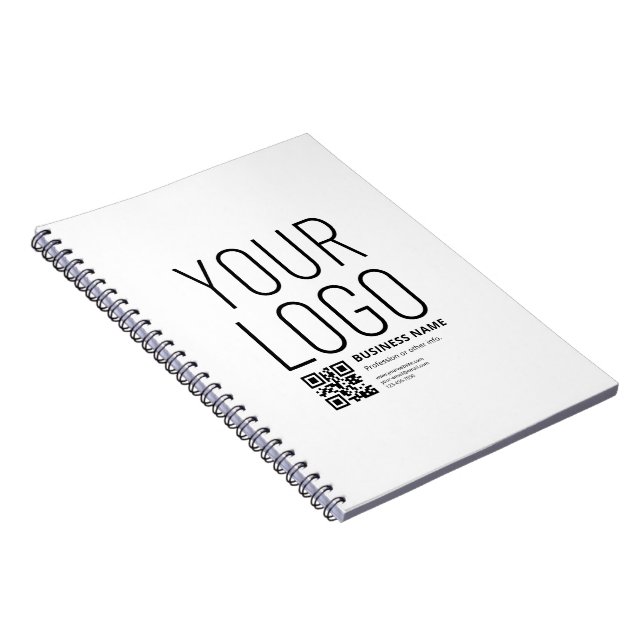 Your Logo w/Editable QR code & Text Notebook (Right Side)