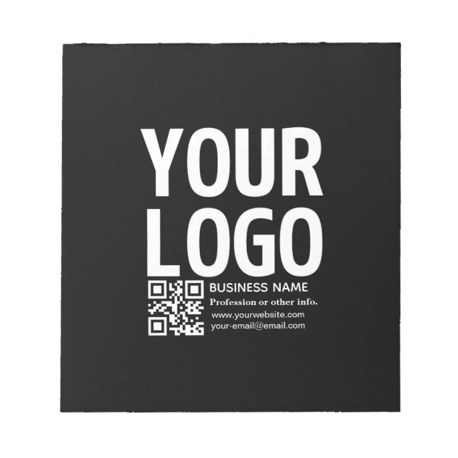 Your Logo w/Editable QR code & Text  Notepad (Front)