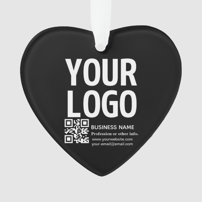 Your Logo w/Editable QR code & Text  Ornament (Front)