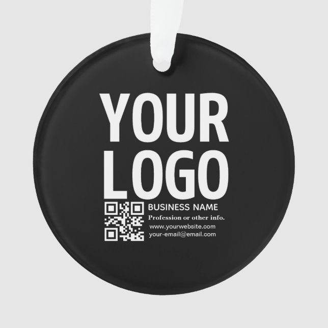 Your Logo w/Editable QR code & Text  Ornament (Front)