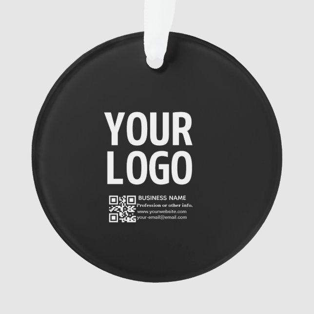 Your Logo w/Editable QR code & Text  Ornament (Front)