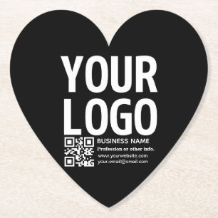 Your Logo w/Editable QR code & Text Paper Coaster