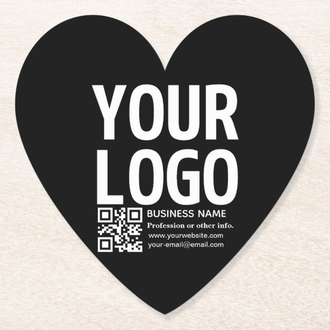 Your Logo w/Editable QR code & Text  Paper Coaster (Front)