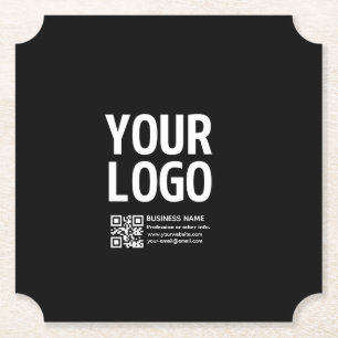 Your Logo w/Editable QR code & Text  Paper Coaster
