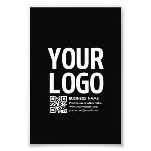 Your Logo w/Editable QR code & Text Photo Print
