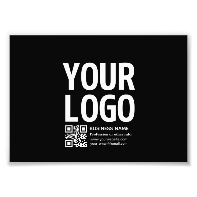 Your Logo w/Editable QR code & Text  Photo Print (Front)