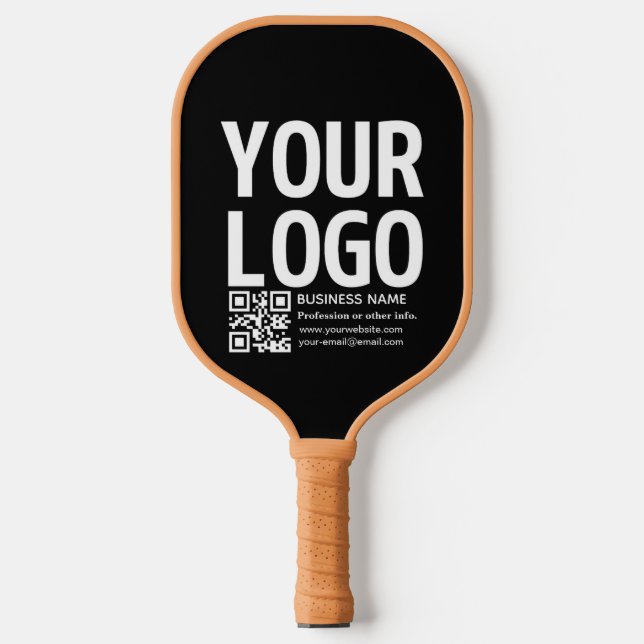 Your Logo w/Editable QR code & Text  Pickleball Paddle (Front)