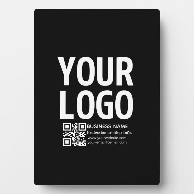 Your Logo w/Editable QR code & Text  Plaque (Front)