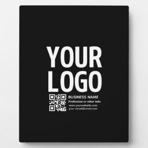 Your Logo w/Editable QR code & Text Plaque