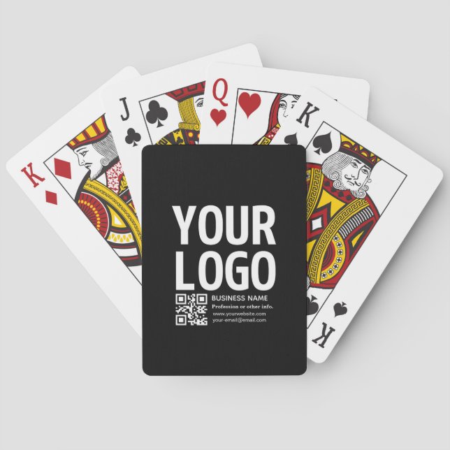 Your Logo w/Editable QR code & Text  Playing Cards (Back)