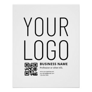 Your Logo w/Editable QR code & Text Poster