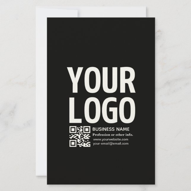 Your Logo w/Editable QR code & Text  Stationery (Front)