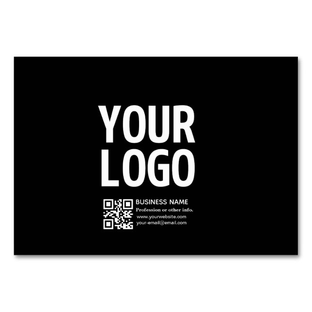 Your Logo w/Editable QR code & Text  Table Number (Front)