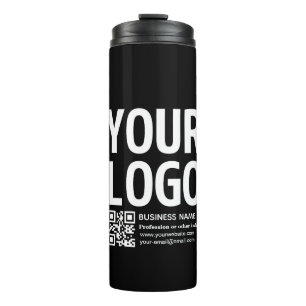 Your Logo w/Editable QR code & Text Thermal Tumbler