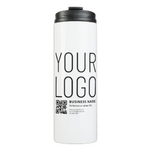 Your Logo w/Editable QR code & Text Thermal Tumbler
