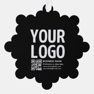 Your Logo w/Editable QR code & Text Tree Decoration Card