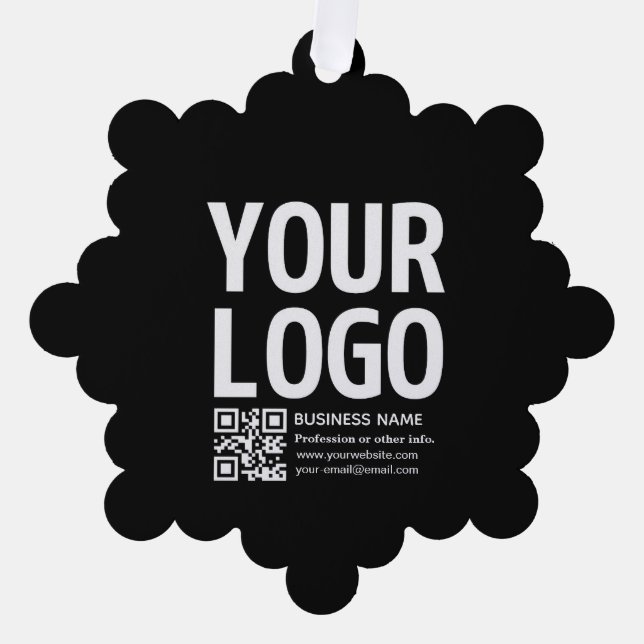 Your Logo w/Editable QR code & Text  Tree Decoration Card (Front)