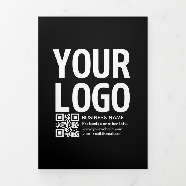 Your Logo w/Editable QR code & Text  Tri-Fold Programme (Cover)