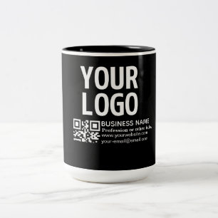 Your Logo w/Editable QR code & Text Two-Tone Coffee Mug