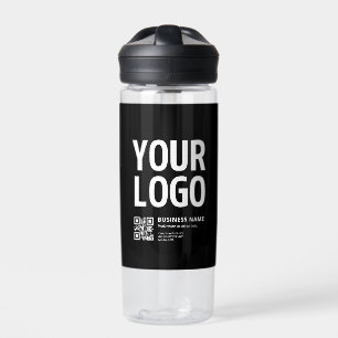 Your Logo w/Editable QR code & Text Water Bottle