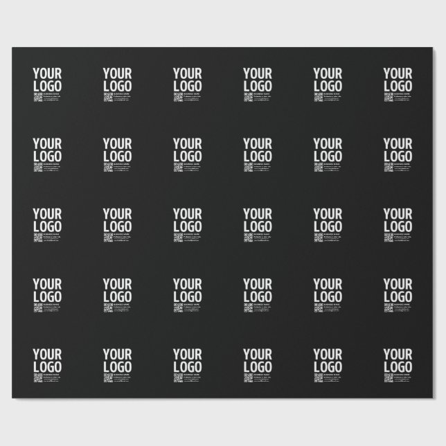 Your Logo w/Editable QR code & Text  Wrapping Paper (Flat)