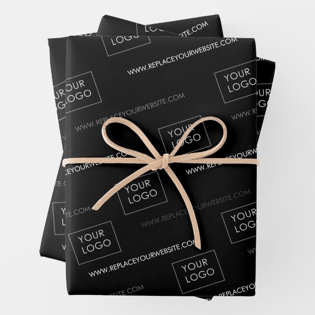 Your Logo Website Business Company Packaging Black Wrapping Paper Sheet (In situ)