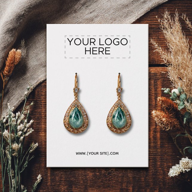 Your Logo White Earring Display Card (Creator Uploaded)