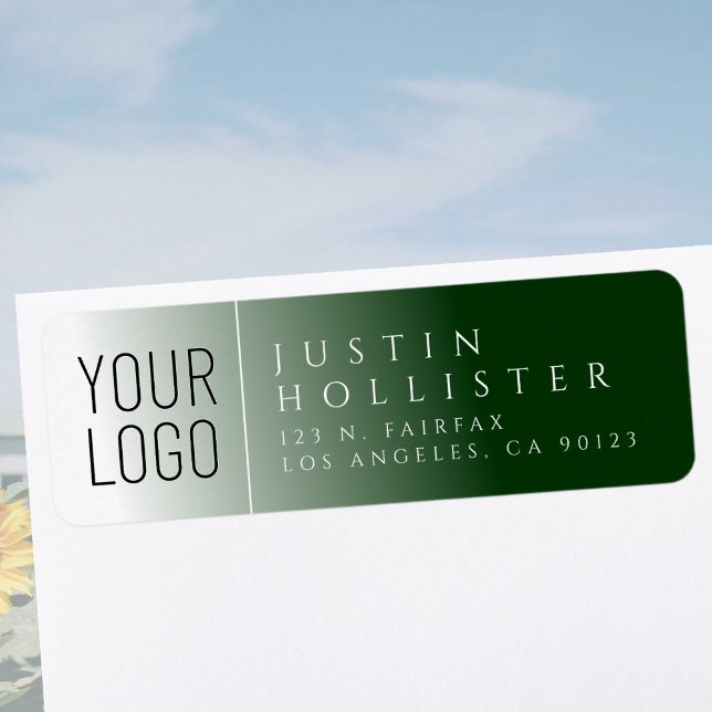 Your logo & White & Forest Green Return Address Label (Creator Uploaded)