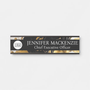 Your Logo White Gold Colour Marble Office Door Sig Sign