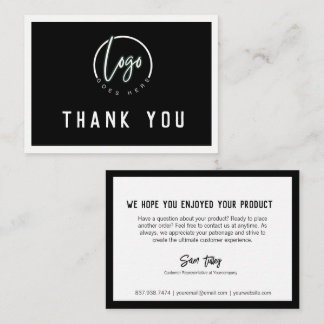 Your Logo White on Black Customer Service Card