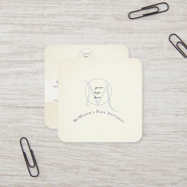 Your Logo White Square Business Cards (Front/Back In Situ)