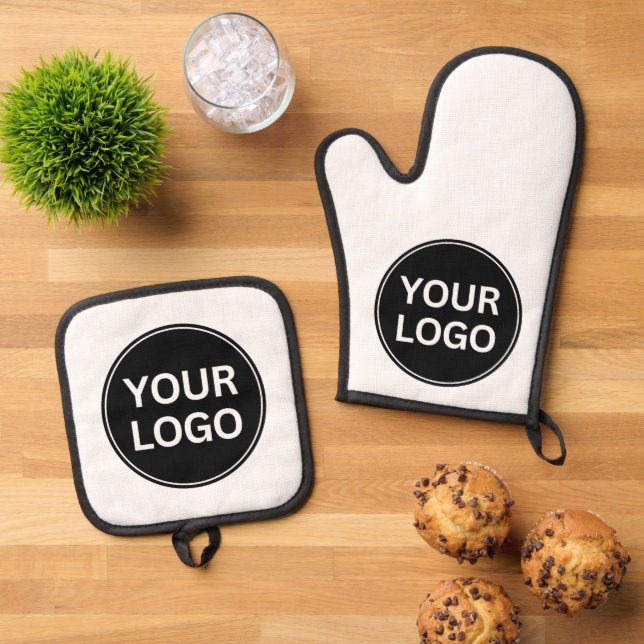 Your Logo Your Slogan Professional Oven Mitt & Pot Holder Set (Top Down)