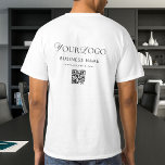 Your Long Business Company Logo QR Code Scan Text T-Shirt<br><div class="desc">Promote your business with this stylish t-shirt,  featuring custom logo,  QR Code & text. Easily add your details by clicking on the "personalise" option.</div>