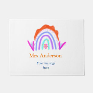 Your message e add text name rainbow teacher doormat