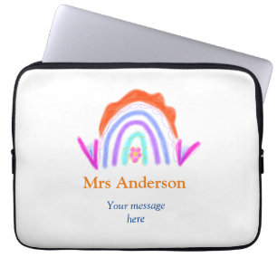 Your message e add text name rainbow teacher laptop sleeve