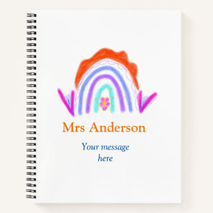 Your message e add text name rainbow teacher notebook