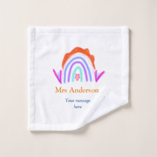 Your message e add text name rainbow teacher wash cloth