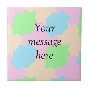 Your message here add text name boho colourful rus ceramic tile