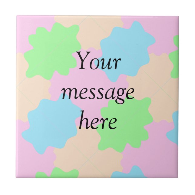 Your message here add text name boho colourful rus ceramic tile (Front)