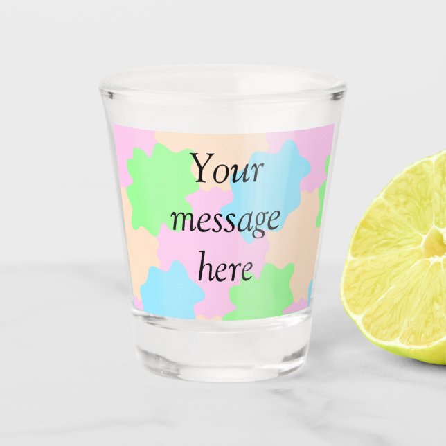Your message here add text name boho colourful rus shot glass (Front)