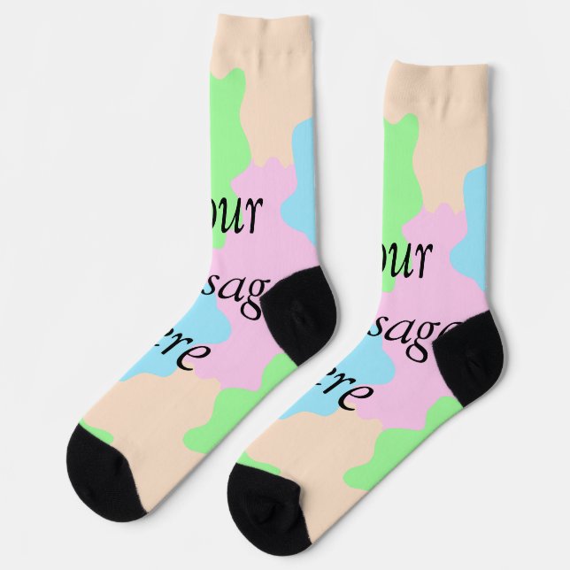 Your message here add text name boho colourful rus socks (Left)