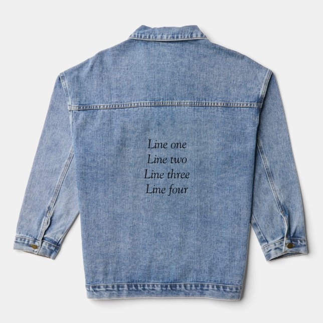 Your message here add text name monogram image quo denim jacket (Back)