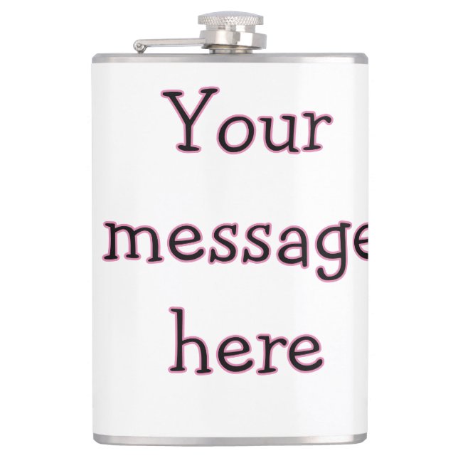 Your message here add text name monogram image quo hip flask (Front)