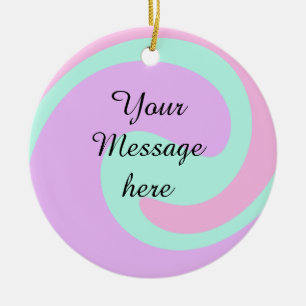Your message here add text name monogram pink past ceramic ornament