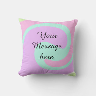 Your message here add text name monogram pink past cushion