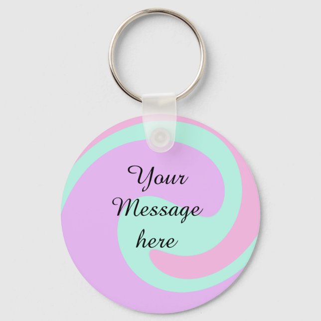 Your message here add text name monogram pink past key ring (Front)